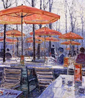Capital Cities Prints: Winter cafe scene, Jardin des Tuileries