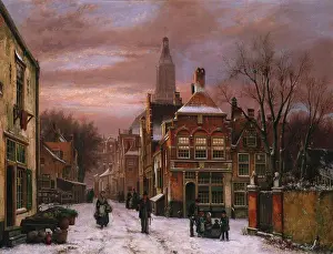 Darkness Prints: A Wintery Scene: A Dutch Street With Numerous Figures