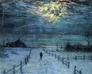 Hamilton Prints: A Wintry Walk. Lovell Birge Harrison (1854-1929). Oil on canvas. 42 x 51cm