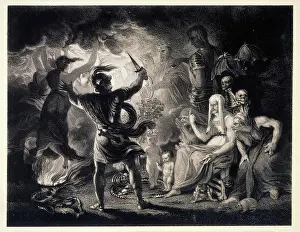 Visions Prints: Witchcraft: Macbeth seeing the three witches