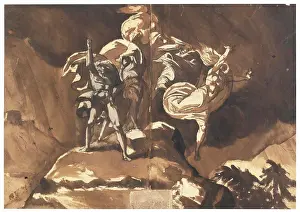 Graphic Arts Prints: The Witches Floating Above Macbeth and Banquo