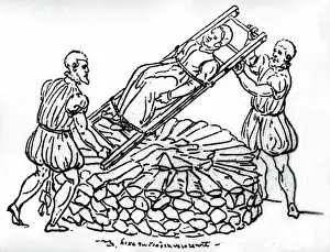 Burning Prints: witches witch hunt a witch is being burnt at the stake woodcut mid 16th century