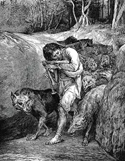 Carnivorous Prints: The Wolf-Charmer. Illustration by John La Farge published New York 1881