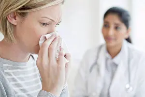 Unwell Prints: Woman blowing nose