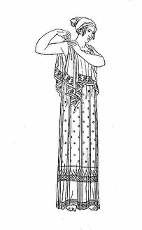 Chic Prints: Woman in a chiton dress, in ancient Greece the undergarment worn directly on the body by men and woman