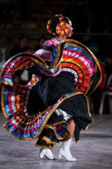 Folklore Prints: Woman dancing Son de la Negra. Mexican folk dance