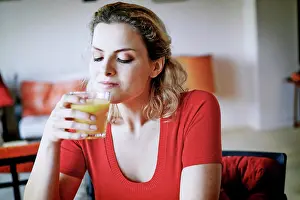 Orange Juice Prints: Woman drinking orange juice