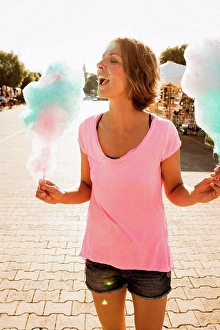 Amuse Prints: Woman eating cotton candy outdoors