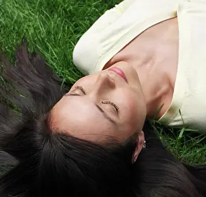 Unwind Prints: Woman Lying on Grass