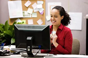 Medium Length Hair Prints: woman making an online purchase