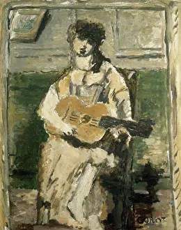 Music Prints: Woman with a Mandolin (Study) ca
