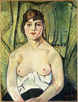 Nude Prints: Woman with Nude Bosom (Self-Portrait) Femme aux Seins Nus (Autoportrait) Suzanne Valadon (1867-1938/French)