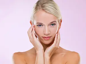 Cleaning Prints: Woman, portrait and skincare cosmetics in studio for healthy treatment