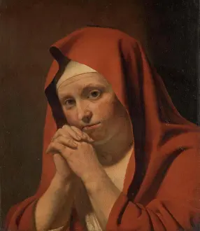 Fineart Prints: Woman Praying, circle of Caesar Boëtius van Everdingen, 1640 - 1671