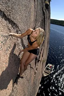 Dangerous Prints: A woman rock climbing, Sweden