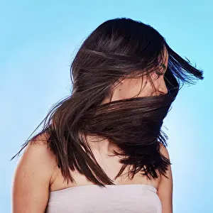 Shine Prints: Woman, shake hair and beauty with growth
