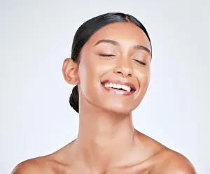 Relaxed Prints: Woman smile, face and beauty with skincare