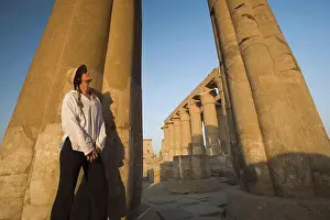 Visitor Prints: Woman tourist at the Temple of Luxor, Egypt