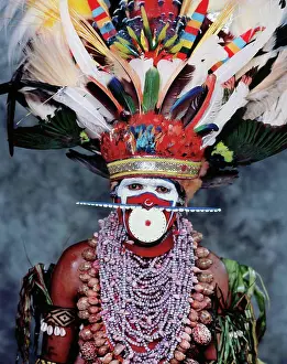 Ceremony Prints: Woman in traditional bilas at Goroka Show; Goroka, Papua New Guinea
