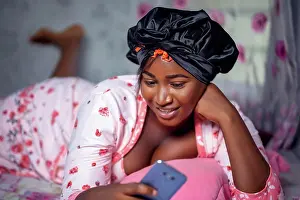 Communication Prints: Woman using smartphone