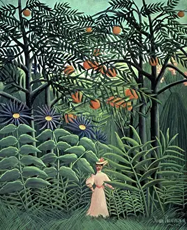 Jungles Prints: Woman Walking in an Exotic Forest Femme se Promenante Dans une Foret Exotique 1905