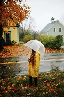 Dating Prints: Woman watched the rainy road in Autumn