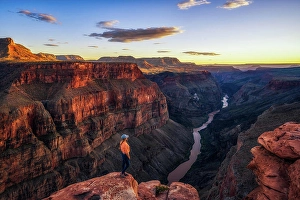 Pony Tail Prints: Woman Watching the Sunset Toroweap Overlook in the Grand Canyon