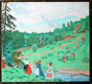 Large Group Of People Prints: Woman working on field by anonymous artist