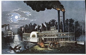 Mississippi Prints: Wooding-Up on the Mississippi 1863 Currier & Ives (active 1857-1907/American) Private Collection