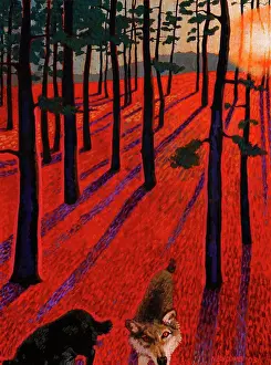 Hunt Prints: Woods and Wolves John Newcomb, Acrylic, 2000