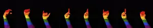 Brazil Prints: Word Gay Pride written with international sign language gesturin