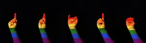 Brazil Prints: Word Pride made with hand gesturing international sign language