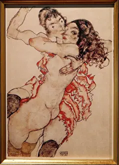 World Erotic Art Museum. Egon Shiel ( 1890-1918). Watercolor stamped signature. 1915. Miami, Florida, USA