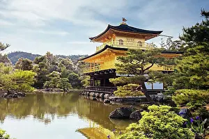 Temples Prints: The world famous Kinkakuji Temple (The Golden Pavilion) in Kyoto, Japan, Asia