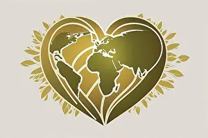 Symbolic Pictures Prints: World health day heart logo. Ai generated art