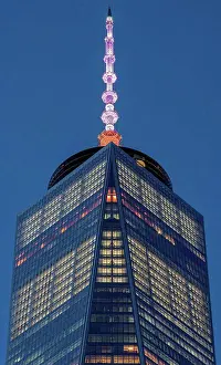 Lower Prints: World Trade Center And Antenna At Twilight; New York City