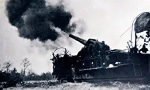 Cannon Prints: World war one: German artillery cannon in Belgium 1914