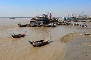 Culture Prints: Yangon river front and ferries