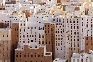 Arabic Prints: Yemen, Hadhramaut, Shibam. The mud-built skyscrapers of Shibam