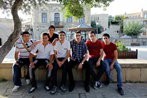 Bearing Prints: Young Azeris in Baku old City Azerbaijan