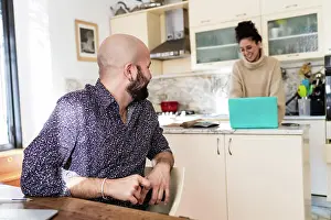Bame Prints: Young couple in kitchen at home