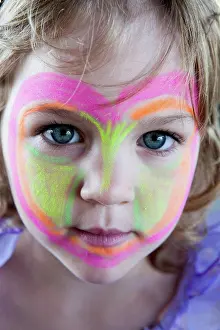 Facial Prints: A young girl with her face painted, gold coast queensland australia