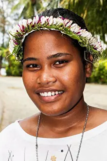 Federated States Of Micronesia Prints: Young girl with flowers in her hair