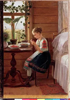 Full Length Prints: Young girl by Nikolai Mikhaylovich Bykovsky