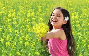 Expressions Prints: Young girl offering flowers