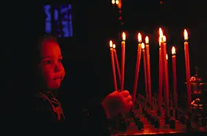 Expressions Prints: Young girl worshipper with candles