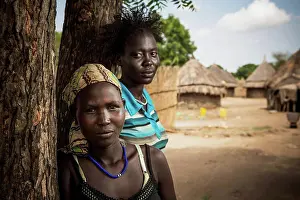 Culture Prints: Young girls from the Nuer tribe, close to Gambella, Western Ethiopia; Ethiopia