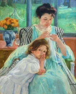 C Ute Prints: Young Mother Sewing 1900 Oil on canvas Mary Cassatt; American 1844-1926
