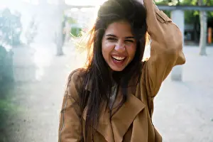 Attractive Prints: Young pretty woman in the street
