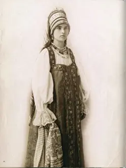 Vertical Image Prints: Young Russian woman in traditional folk costume - South Russia, Penza province ca. 1900